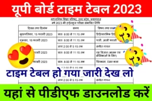 Up Board Class 12th Time Table 2023 Download Links: Up Board 2023